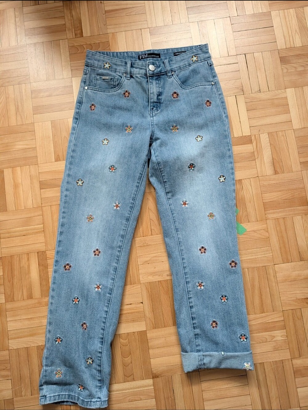 FDJ Light Blue Embroidered Boyfriend Jeans